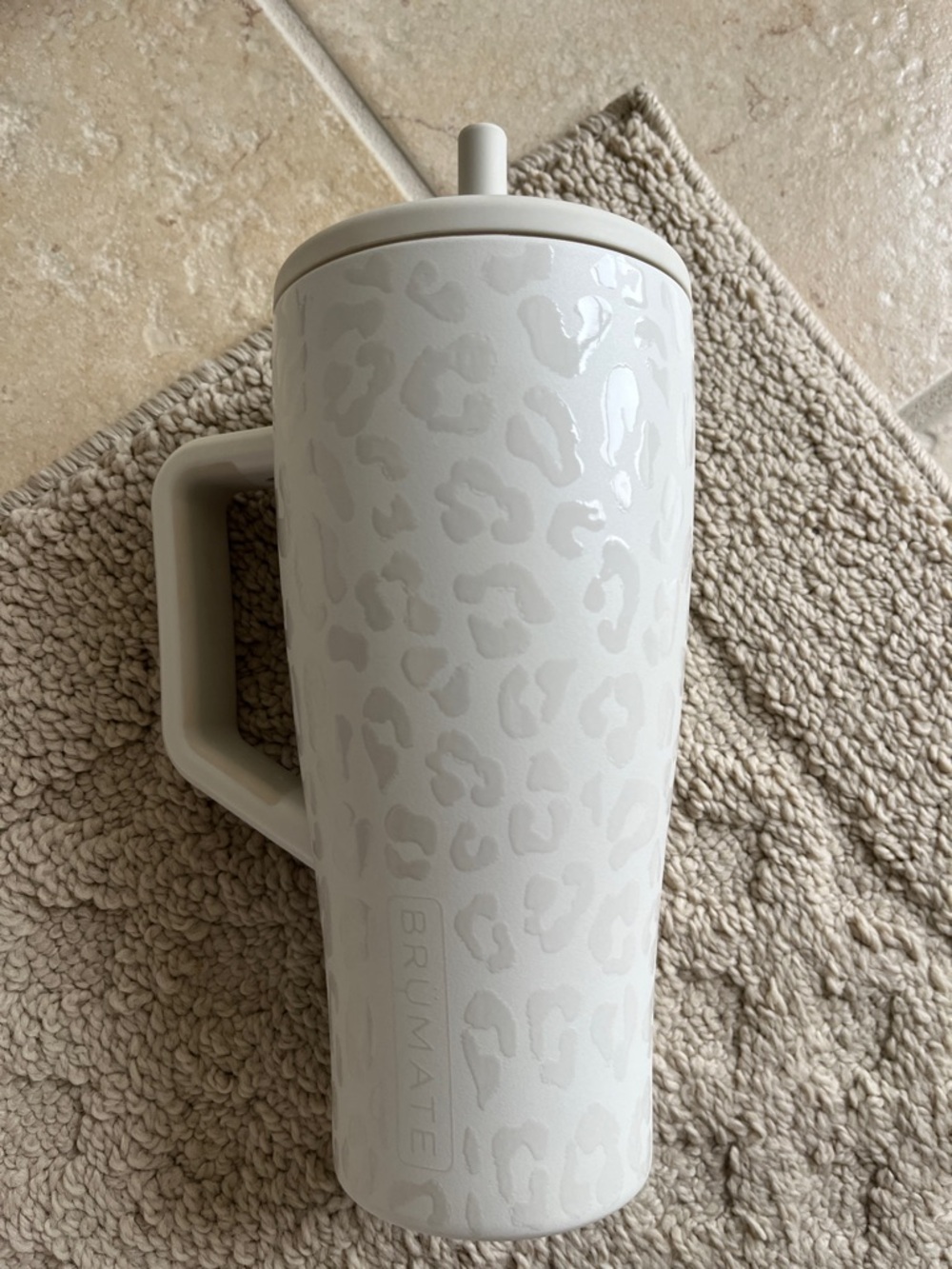 Brumate White Leopard-Print Era 30oz Tumbler with Handle
